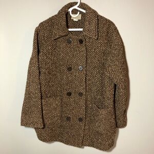 Boyne Valley Weavers wool blend brown tweed wool blend double breasted jacket 1X